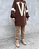 W Baskılı Sweatshirt - Kahverengi