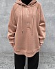 Yarım Düğmeli Kapüşonlu Sweatshirt - Kahverengi