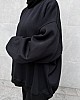 Extra Oversize Üç İplik Şardonlu Sweatshirt - Siyah