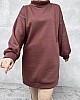 Üç İplik İçi Şardonlu Boğazlı Sweatshirt - Kahverengi