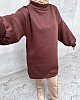 Üç İplik İçi Şardonlu Boğazlı Sweatshirt - Kahverengi