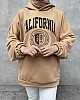 California Baskılı Kapüşonlu Sweatshirt - Kahverengi