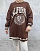 California Baskılı Sweatshirt - Kahverengi