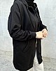 Fermuarlı Kanguru Cep Kapüşonlu Sweatshirt - Siyah