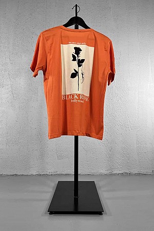 Arkası Gül Desenli Tişört - Turuncu