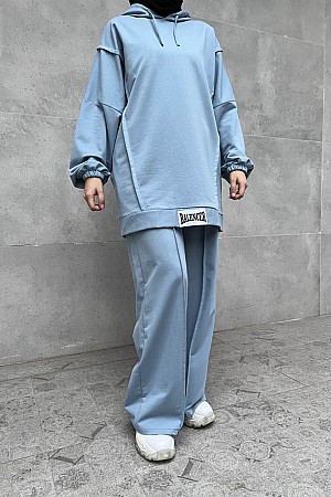 Balance Yazılı Sport Tesettür İkili Takım - Mavi