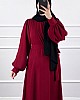 Balon Kol Ayrobin Elbise - Bordo