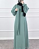 Balon Kol Ayrobin Elbise - Mint