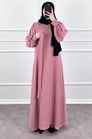 Balon Kol Ayrobin Elbise - Pudra