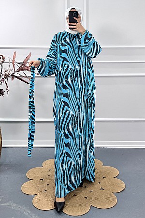 Bulut Saten Elbise - Mavi