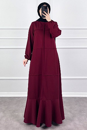 Burgu Kumaş Elbise - Bordo