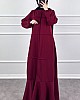 Burgu Kumaş Elbise - Bordo