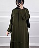 Burgu Kumaş Elbise - Haki
