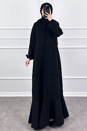 Burgu Kumaş Elbise - Siyah