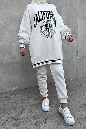 California Baskılı Sweatshirt - Beyaz
