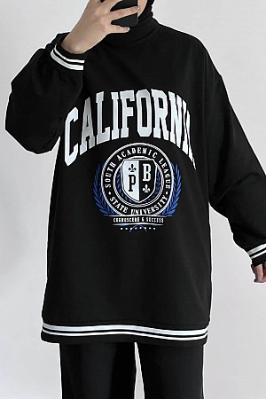 California Baskılı Sweatshirt - Siyah