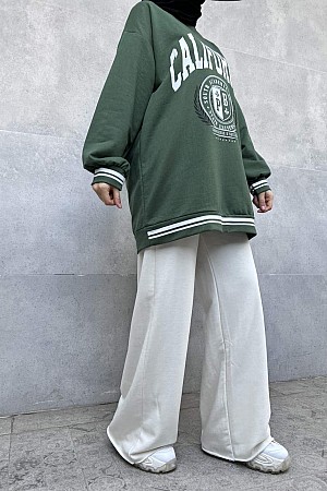 California Baskılı Sweatshirt - Yeşil