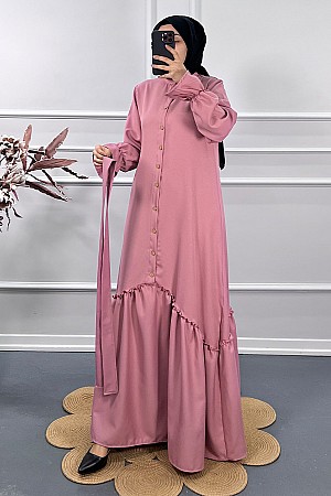 Çapraz Detaylı Elbise - Pembe