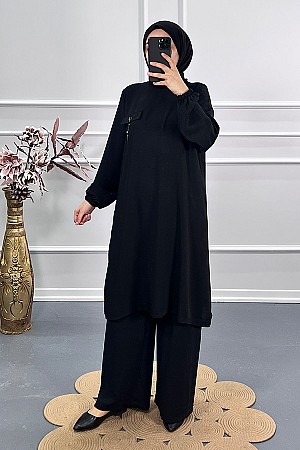 Cep Detaylı Tunik - Siyah