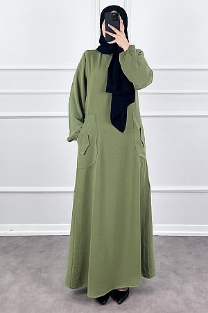 Cepli Ayrobin Elbise - Çağla Yeşili