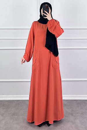 Cepli Ayrobin Elbise - Kiremit