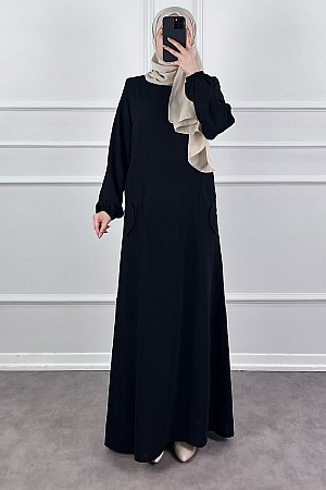 Cepli Ayrobin Elbise - Siyah