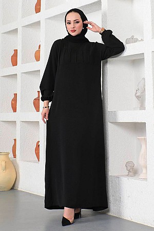 Çımalı Roba Detaylı Ferace Elbise - Siyah Çımalı Roba Detaylı Ferace Elbise - Siyah