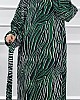 Çizgi Desenli Elbise - Yeşil