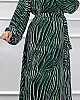 Çizgi Desenli Elbise - Yeşil