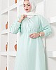 Çizgili Tesettür Elbise - Su Yeşili