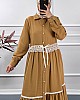 Dantel Detaylı Elbise - Camel