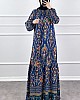 Desenli Viskon Elbise - Lacivert