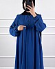 Düğmeli Ayrobin Elbise - Mavi