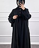 Düğmeli Ayrobin Elbise - Siyah