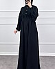 Düğmeli Ayrobin Elbise - Siyah