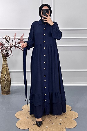 Düğmeli Elbise - Lacivert