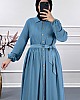 Düğmeli Elbise - Mavi