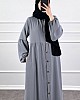 Düğmeli Ferace Elbise - Gri