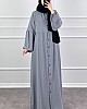 Düğmeli Ferace Elbise - Gri
