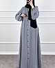 Düğmeli Ferace Elbise - Gri