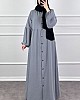 Düğmeli Ferace Elbise - Gri