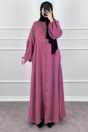 Düğmeli Ferace Elbise - Pembe Düğmeli Ferace Elbise - Pembe