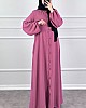 Düğmeli Ferace Elbise - Pembe Düğmeli Ferace Elbise - Pembe