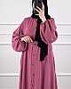 Düğmeli Ferace Elbise - Pembe Düğmeli Ferace Elbise - Pembe