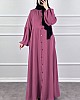 Düğmeli Ferace Elbise - Pembe Düğmeli Ferace Elbise - Pembe