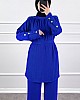 Düğmeli Taş Detaylı İkili Takım - Mavi