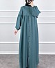 Düğmeli Tesettür Ayrobin Elbise - Mint