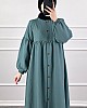 Düğmeli Tesettür Ayrobin Elbise - Mint