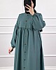 Düğmeli Tesettür Ayrobin Elbise - Mint