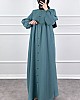 Düğmeli Tesettür Ayrobin Elbise - Mint